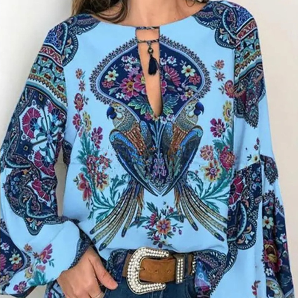 Bohemian Blue Printed Top